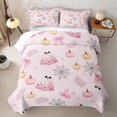 thumbnail image 2 of Homewish Kawaii Pink Ghost Bed Spread Queen for Girls, Pumpkin Bowknot Queen Coverlet Set, Blush Pink, 3 Pieces 1 Bedspread and 2 Pillowcases, 2 of 7