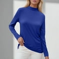 thumbnail image 6 of TRUBKH Long Sleeve Shirts for Women Turtleneck Tops for Women Going Out Tops for Women Ribbed Tops for Women Shirts Round Neck Long Sleeve Fall Fashion Tops Blouses Clothes Blazers for Women Blue Xl, 6 of 7