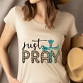 thumbnail image 4 of Just Pray Cross Christian Leopard Print T-Shirt, Heliconia, Size 2XL, 4 of 6
