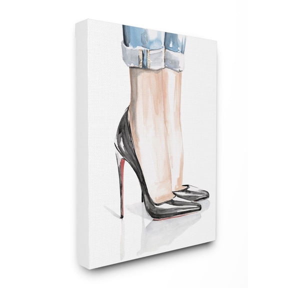 Stupell Industries Fashion Heels Women's Denim Cuff Watercolor Painting Canvas Wall Art Design by Jennifer Paxton Parker, 36" x 48"