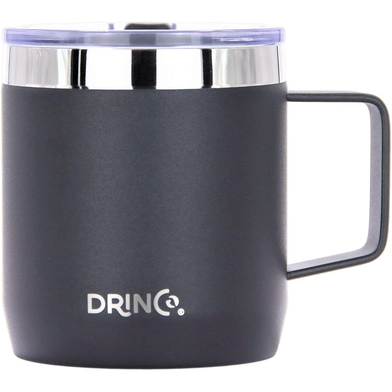 Drinco 14-Ounce Double-Wall Vacuum-Sealed Stainless Steel Coffee Mug, Black