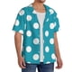 thumbnail image 2 of Fotbe Sky Blue And White Polka Dot Camisa Estampada de Manga Corta para Hombre, Casual de Verano, Estilo Playero, Sin Arrugas-4X-Large, 2 of 5
