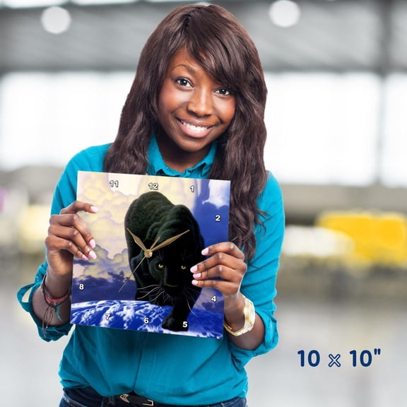 3dRose, Black Panther, 10x10 Wall Clock