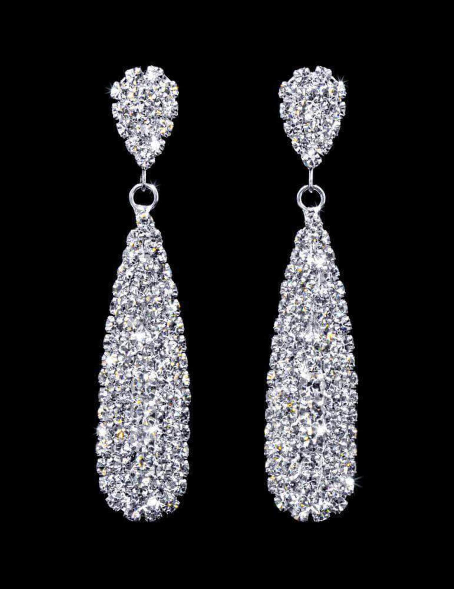 #16482 - Rounded Rhinestone Pear Drop Earring - 2.5"