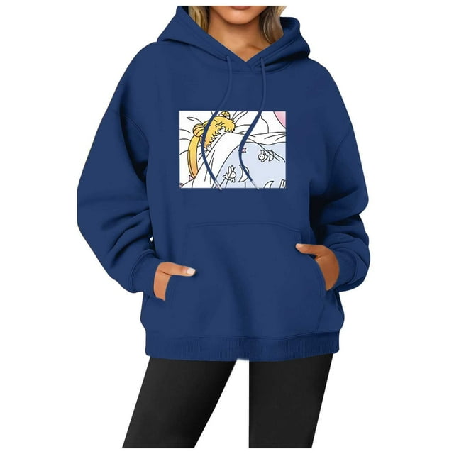 Women's Fashion Print Top Loose Hoodie