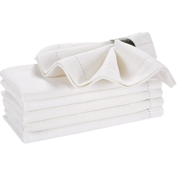 Bedding Craft White Khadi Cotton Cloth Dinner Napkins – Soft Durable Washable Fabric for Easter, Christmas, Weddings & Parties – Set of 6, 16"x16”