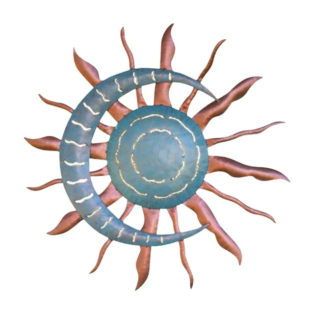 Escultura de pared de metal con decoración de luna y sol, estatua creativa, arte de pared, decoración para Azul