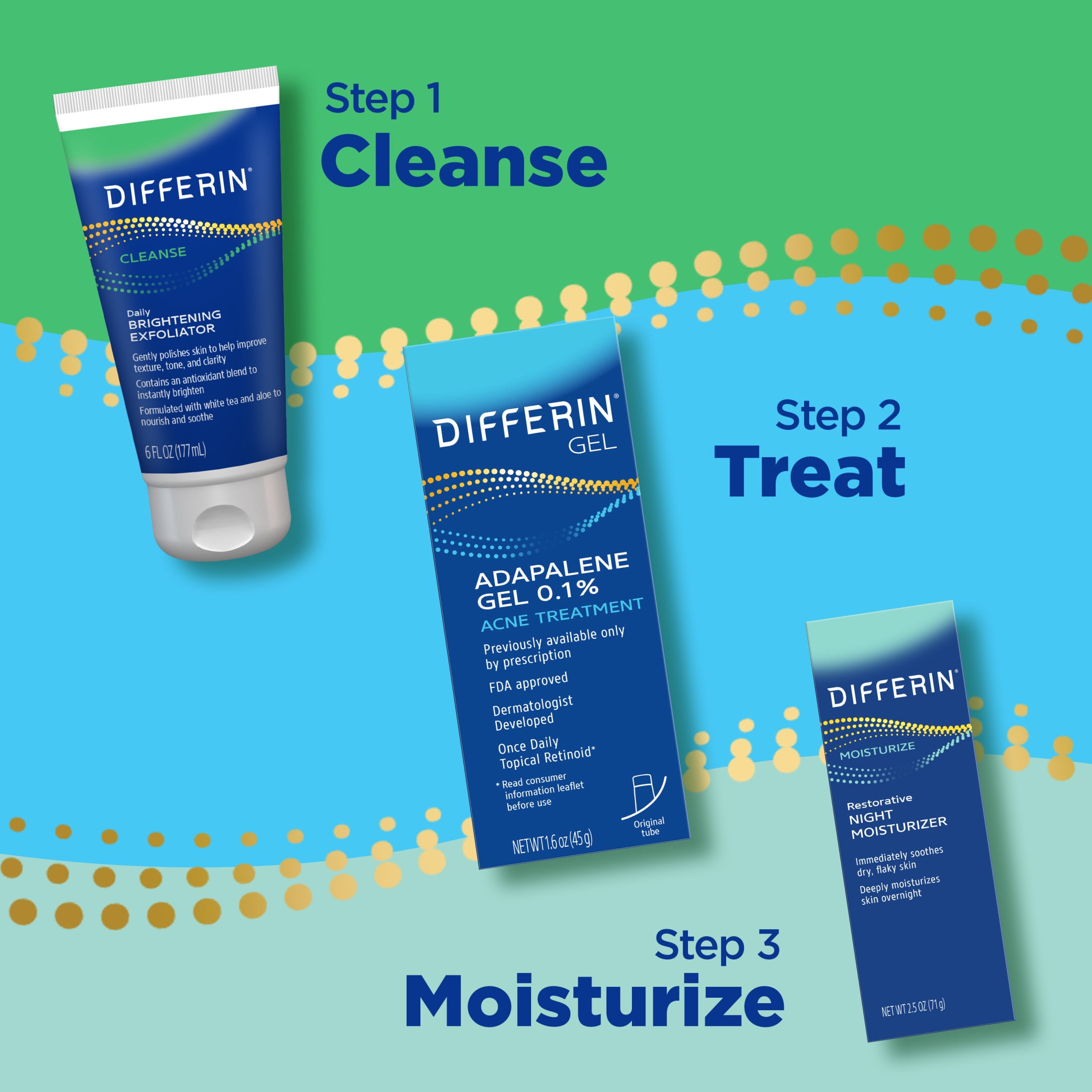 Differin Cleanse Daily Brightening Exfoliator with Antioxidant Blend, Gentle Face Scrub for Acne-Prone Skin, Jojoba Beads, 6 fl oz​