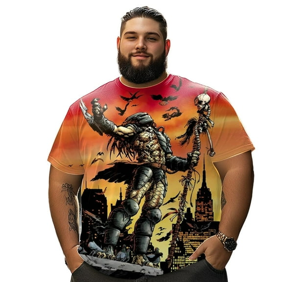 Men T Shirt for Big & Tall Man Graphic Short Sleeve Plus Size Oversized Tee Tshirts 7XLT 3DTS10079