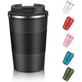 thumbnail image 1 of Stainless Steel Vacuum Insulated Travel Mug - 380ml, Black | Double Walled Coffee Cup With Leakproof Lid - Reusable For Hot Cold Coffee | Thermal Mug With Non Slip Protective Cover, 1 of 5