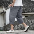 thumbnail image 3 of toraway Men's Cropped Shorts Loose Elastic Drawstring Conical Casual Linen Shorts For Men XXXXL, 3 of 3