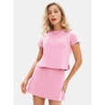 thumbnail image 3 of Conjunto de falda EXLURA, camiseta casual de manga corta de verano para mujer, 3 of 5