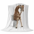 thumbnail image 6 of Funny Giraffes Blanket Soft Cozy Warm Throw Blanket for Couch, Plush Fuzzy Flannel Fleece Blankets for Sofa, Cute Art Fun Lovely Animals on Toilets Bed Blankets Lightweight Gifts for Women, 32"x48", 6 of 9