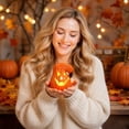 thumbnail image 7 of Light Up Pumpkin Jack O Lantern Decor 6 Inch Spooky Halloween Decorations Indoor Outdoor Fall Pumpkin Decor for Home Porch Table Party, 1 Pack, 7 of 7