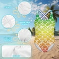 thumbnail image 6 of Uorisanigo Green and Yellow Mermaid Scale Girls Swimsuit Size 5-6 One Piece Sport Halter Swimwear with Crossback Straps Summer Beach Bathing Suit, 6 of 7
