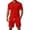 Red, variant on Men Solid 2 Piece Polo Short Set, Breathable Knit Short Sleeve Polo Shirt & Drawstring Shorts Summer Casual Outfit Orange XXL
