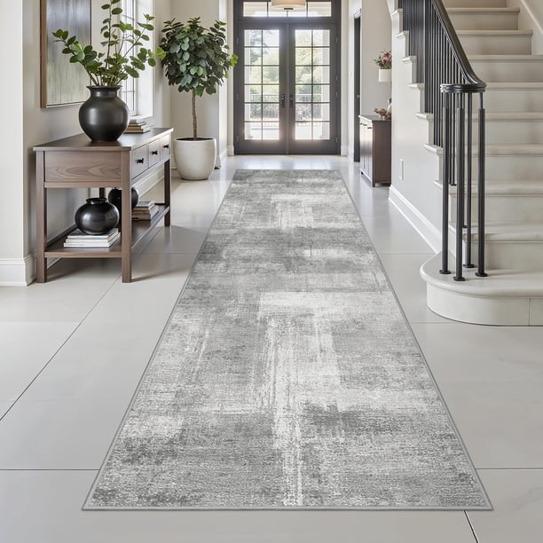 Alfombra Runner Zesthome, larga, lavable para pasillo, 60 x 300 cm, color gris