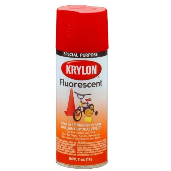 1 PC,Krylon K03101 Fluorescent Spray Paint, 11 Oz, Red Orange