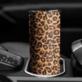 thumbnail image 3 of 20oz Brown and Black Leopard Print Skinny Tumblers Stainless Steel Tumbler with Lid and Straw,Vacuum Insulated Double Wall Travel Tumbler Cups with Cleaning Brush for Coffee,Tea, 3 of 6