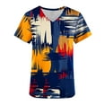 thumbnail image 3 of Haut à Manches Courtes pour Femme, Chemise de Travail à Col en V Rétro à Blocs de Couleur Imprimée avec Poche pour Tenue Décontractée et Professionnelle, 3 of 4