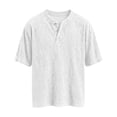 thumbnail image 6 of Men's Casual Round Neck Short Sleeve Button Up Shirt, Soft Cotton Top for Everyday Wear, 6 of 8