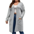thumbnail image 2 of Winter Clearance!Brilliant Jackets for Women Plus Size No Hood Women's Oversized Open Front Hooded Draped Pockets Cardigan Coat Gray XXXXXL, 2 of 6
