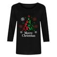 thumbnail image 4 of successthop Womens Christmas Ugly Shirts Tree Letter Plus Size 3/4 Sleeve Tee Oversized Crewneck Top Loose Clothes Green, 4 of 6