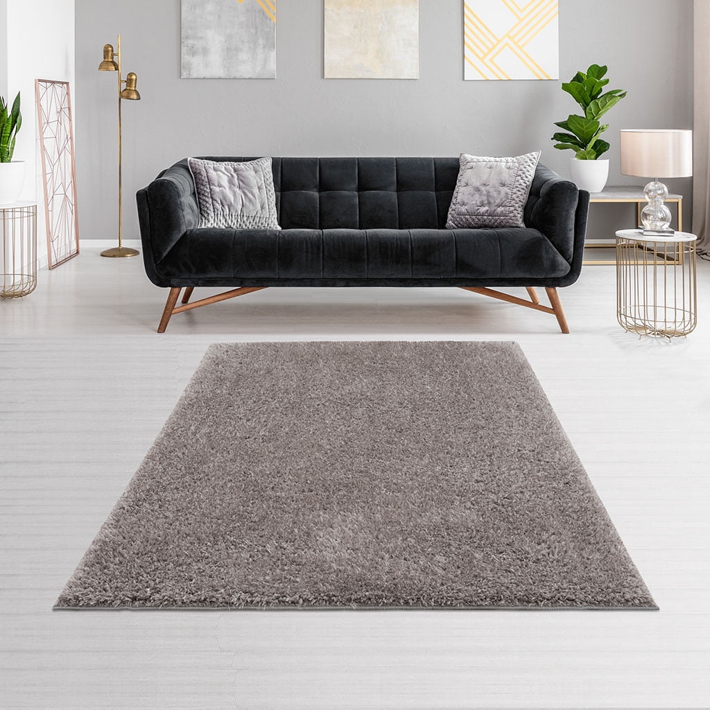 MAYEERTY 6' x 9' Grey Super Soft Polyester Shag Area Rug
