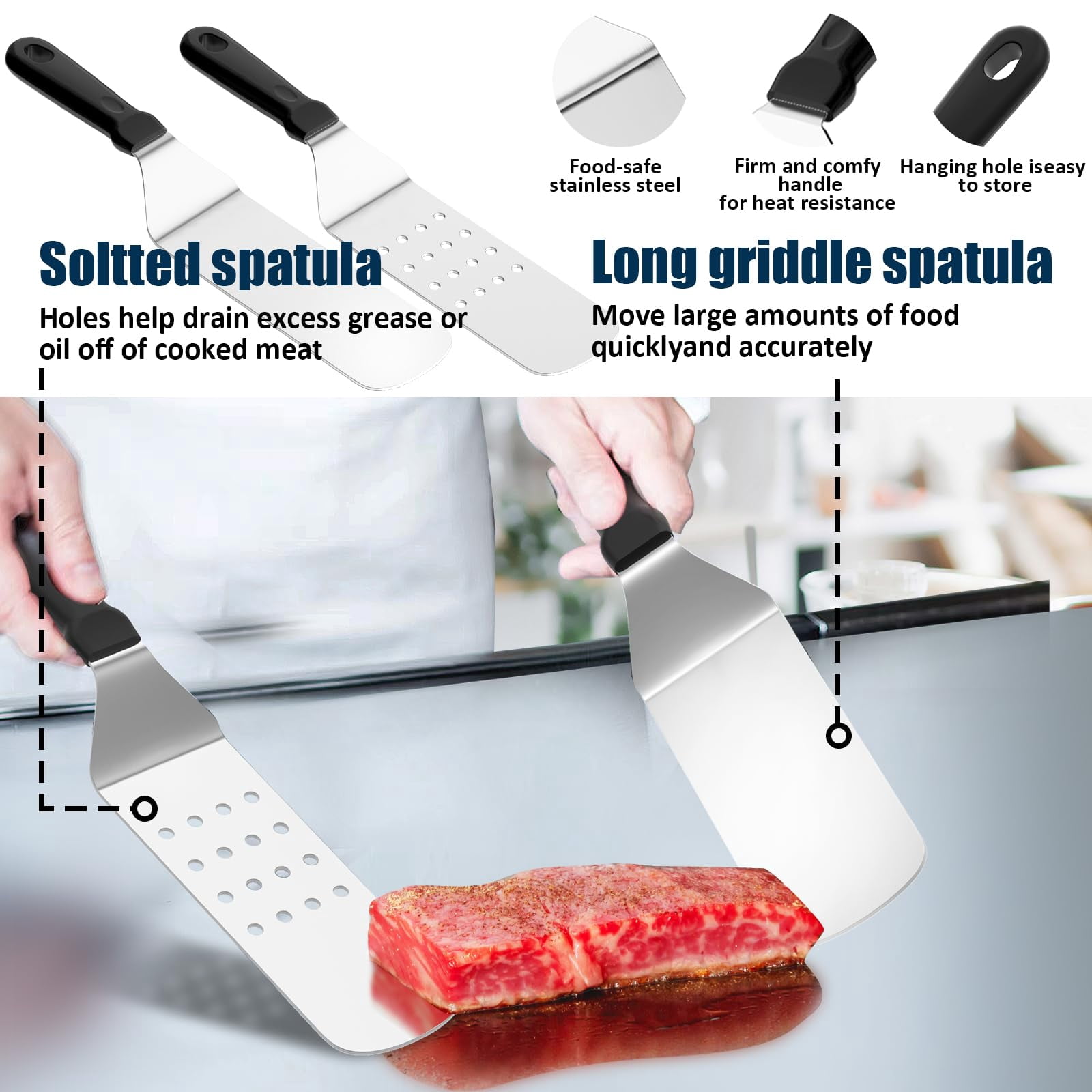 Griddle Accessories Kit  18pcs Grill Spatula Set For Blackstone And Camp Chef Flat Top With Enlarged Spatulas Basting Cover Scraper Outdoor Bbq