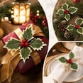 thumbnail image 4 of 10 Pcs Artificial Holly Berries, 5.12 inch Faux Berries Holly Leaves, Fake Berries with Green Leaves Christmas Tree Wreath Decor and Gift Box Warp, 4 of 7