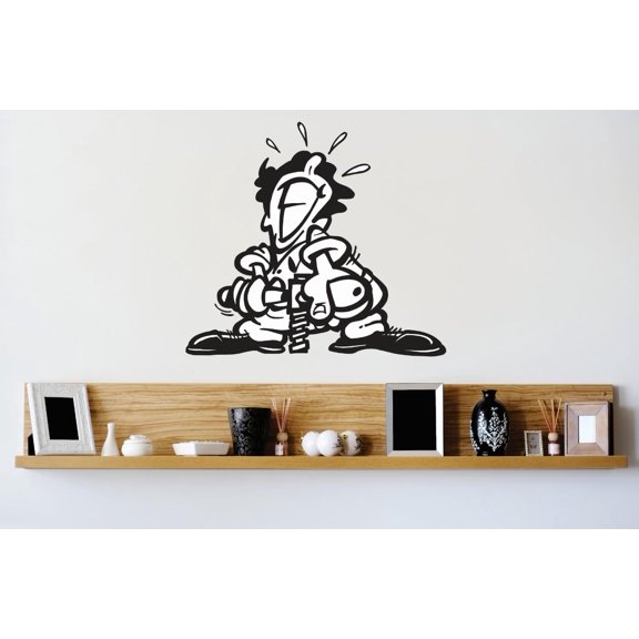 Vinyl Wall Decal Sticker : Jackhammer Cartoon Man Quote Bedroom Bathroom Living Room Picture Art Peel & Stick Mural Size: 16 Inches X 16 Inches -