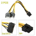 thumbnail image 2 of 2pcs Dual 15Pin SATA Male To PCIe 8Pin(6+2) Male Video Card Power Cable, 2 of 5