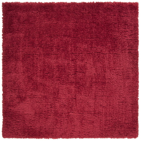 SAFAVIEH Madrid Miah Solid Polyester Shag Area Rug, Red, 3' x 3' Square