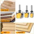 thumbnail image 4 of 3Pcs Deep Round-Bottom Router Bits Set Yellow, 1/4'' Shank, Ideal for Precision Woodworking, 4 of 7