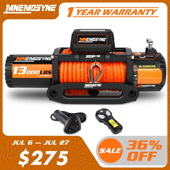 MNEMOSYNE Electric Winch 13000LBS Synthetic Rope 12v Wireless Remote Tow Truck Trailer Winch SUV 4WD