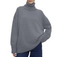 thumbnail image 1 of Chandail à Col Roulé pour Femmes, Haut Tricoté Ample, Doux, Confortable, Décontracté, Mode Hiver, Chaud, 1 of 4