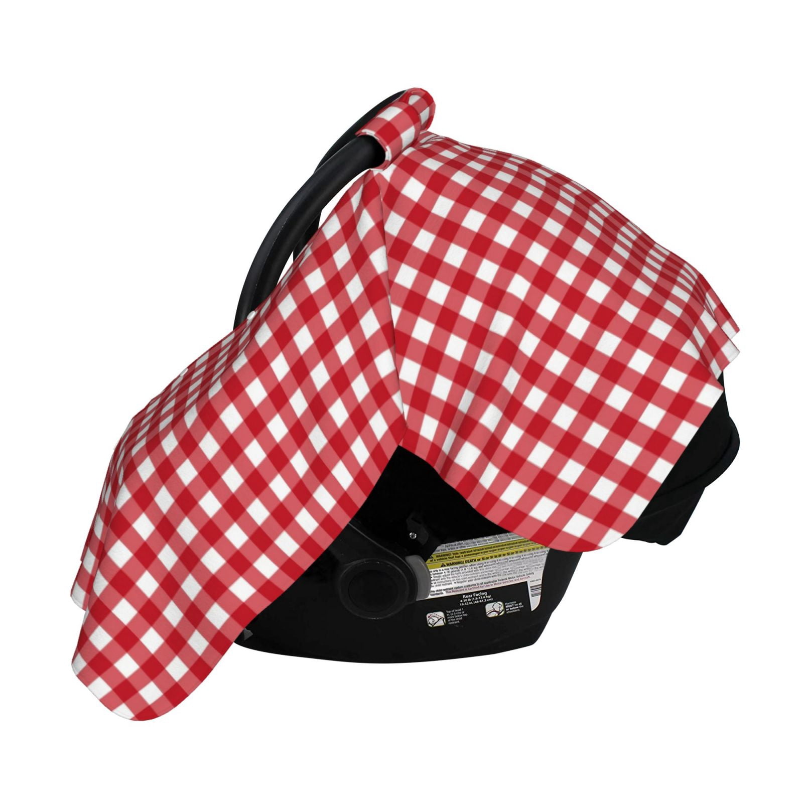 Naloa Red Checkboard Baby Car Seat Cover, Breathable Baby Carrier Cover, Multiuse Baby Carrier Cover & Nursing Breastfeeding Cover