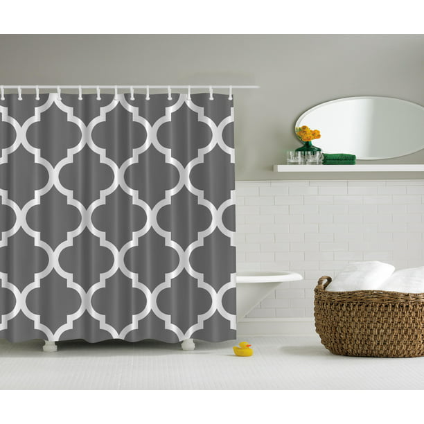 Gray And White Decorative Damask, Victorian Shower Curtain