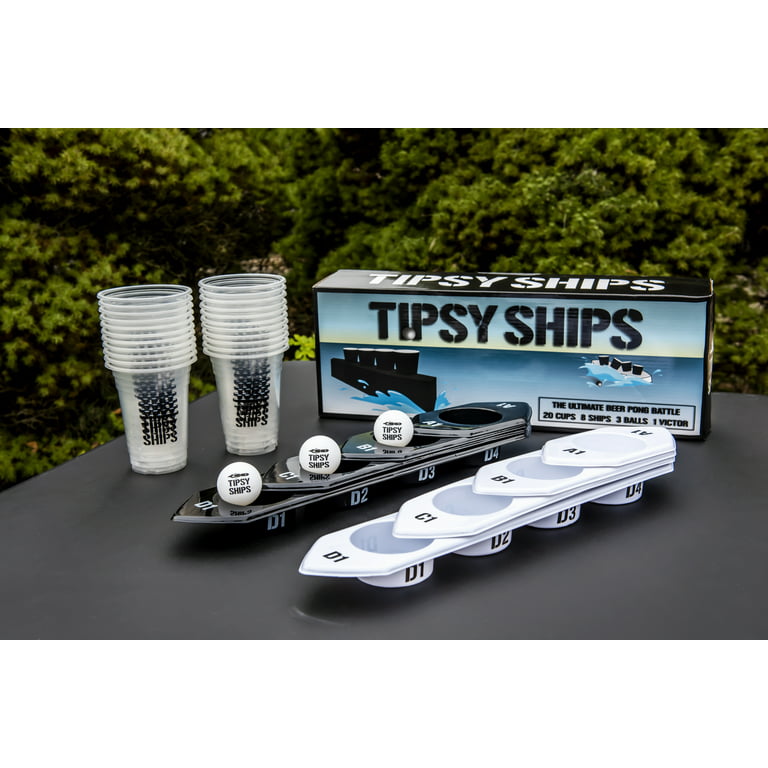 Tipsy Ships Beer Pong Set V2 - The Ultimate Battle Pong Party Game - 8 Ship  Trays, 3 Ping Pong Balls, 22 Cups Included. Battle on Any Table! 