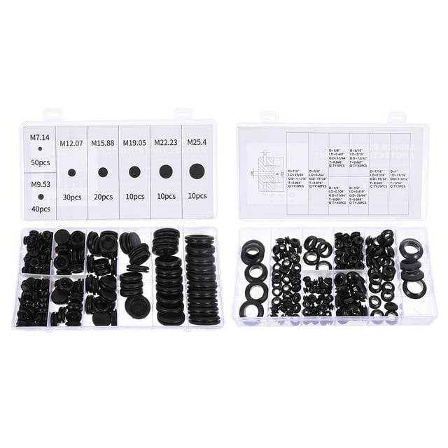 Miangastore Rubber Grommet Assortment Black 350Pcs 11.8x4.06x1.26in