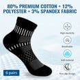 thumbnail image 2 of VEGCOO Athletic Ankle Socks, 6 Pairs Thick Cushioned Running Sports Socks for Men Women, 2 of 7
