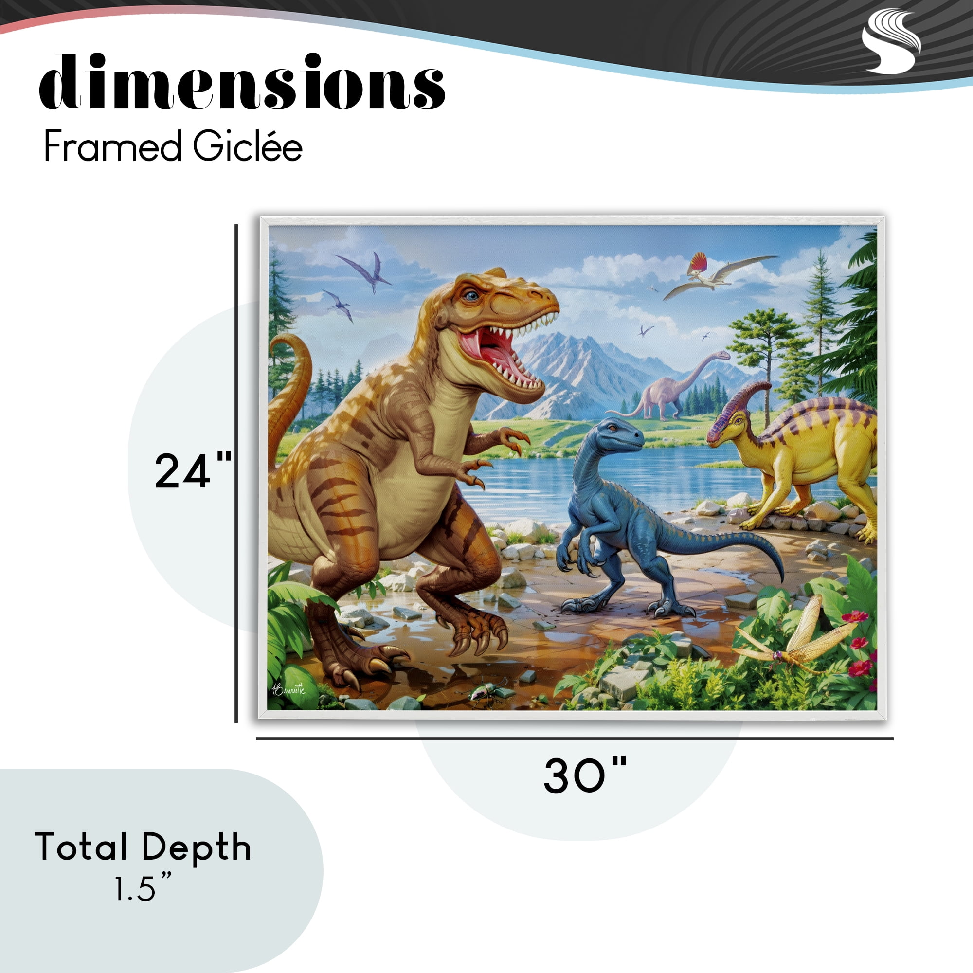 Stupell Industries Lush Jurassic Lakeside White Framed Giclee Art, design by Henriette Chinaglia