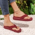 thumbnail image 6 of ZQUUVOU Women's Summer Flip Flops Flat Toe Post Comfortable Thong Sandals Beach Casual Slip On House Sandals Burgundy, 6 of 8