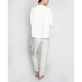 thumbnail image 3 of Hanes Women's Comfort Sleep Legacy Rib Knitted Top And Jogger Bottom Pajama Set, Cream/Leopard, 2X, 3 of 4