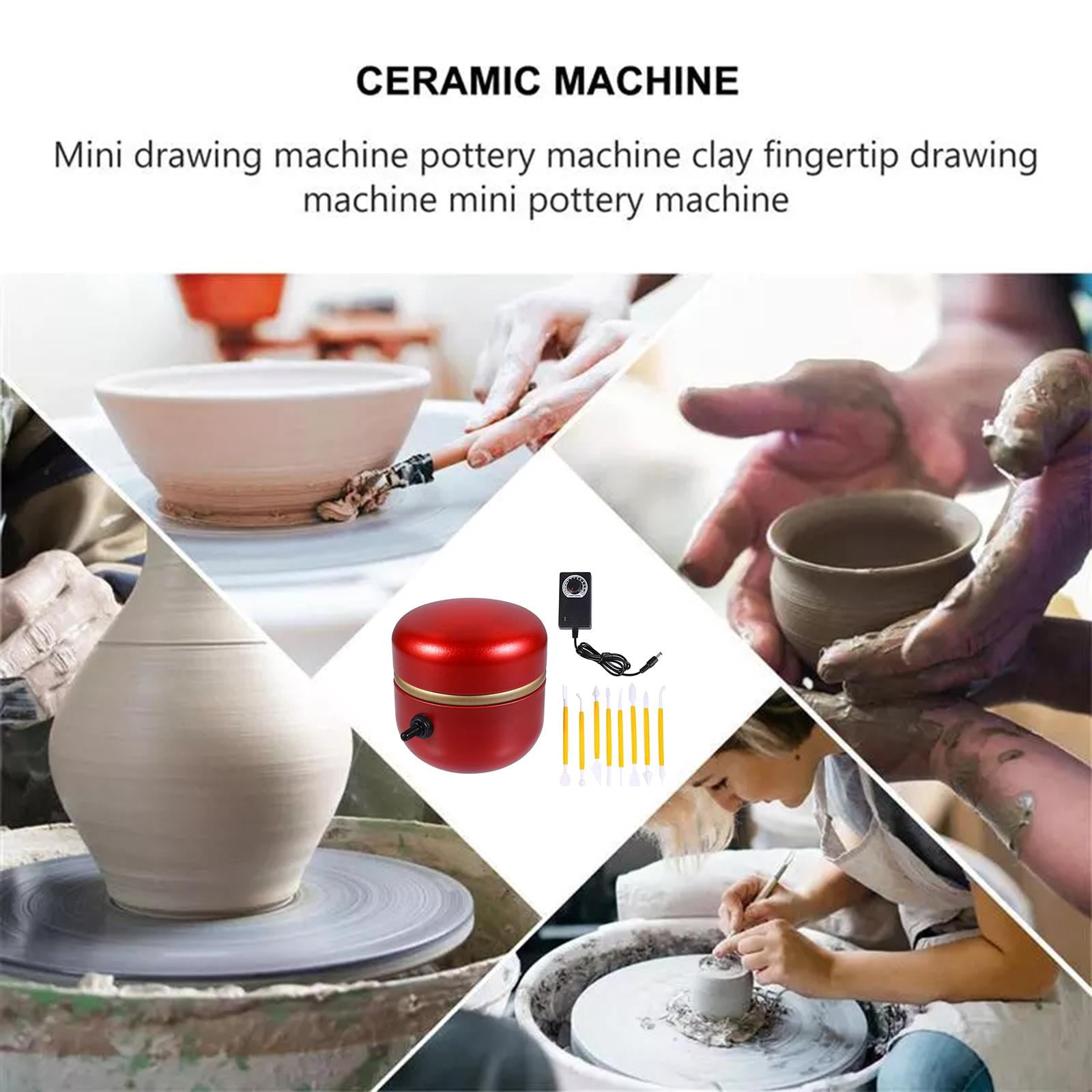 GUOOL Mini Pottery Wheel Electric Pottery Small Pottery Forming Table Top Rotating Turntable Clay Tool Tiny Pottery Wheels Accessories Red