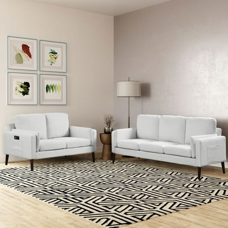 Lifestyle Solutions - Nerd Loveseat with Power and USB ports - Light Grey