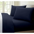 thumbnail image 2 of 400 Thread Count - Boat Sheet Set 4 Piece - 100% Egyptian Cotton - 12" Deep Pocket - Extra Soft and Luxury - Universal V Berth Size Fits Perfectly - Navy Blue Solid., 2 of 5