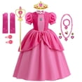thumbnail image 2 of Vestido de Cosplay de princesa melocotón para niña, traje de juego de rol para fiesta de Halloween, trajes de actuación para escenario, ropa de Carnaval para niños Fivean unisex, 2 of 2