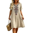 thumbnail image 6 of Eawtki Women's V Neck Short Sleeve Midi Dress Floral Embroidery With Pockets Loose Fit Casual Boho Summer Dress For Women, 6 of 6