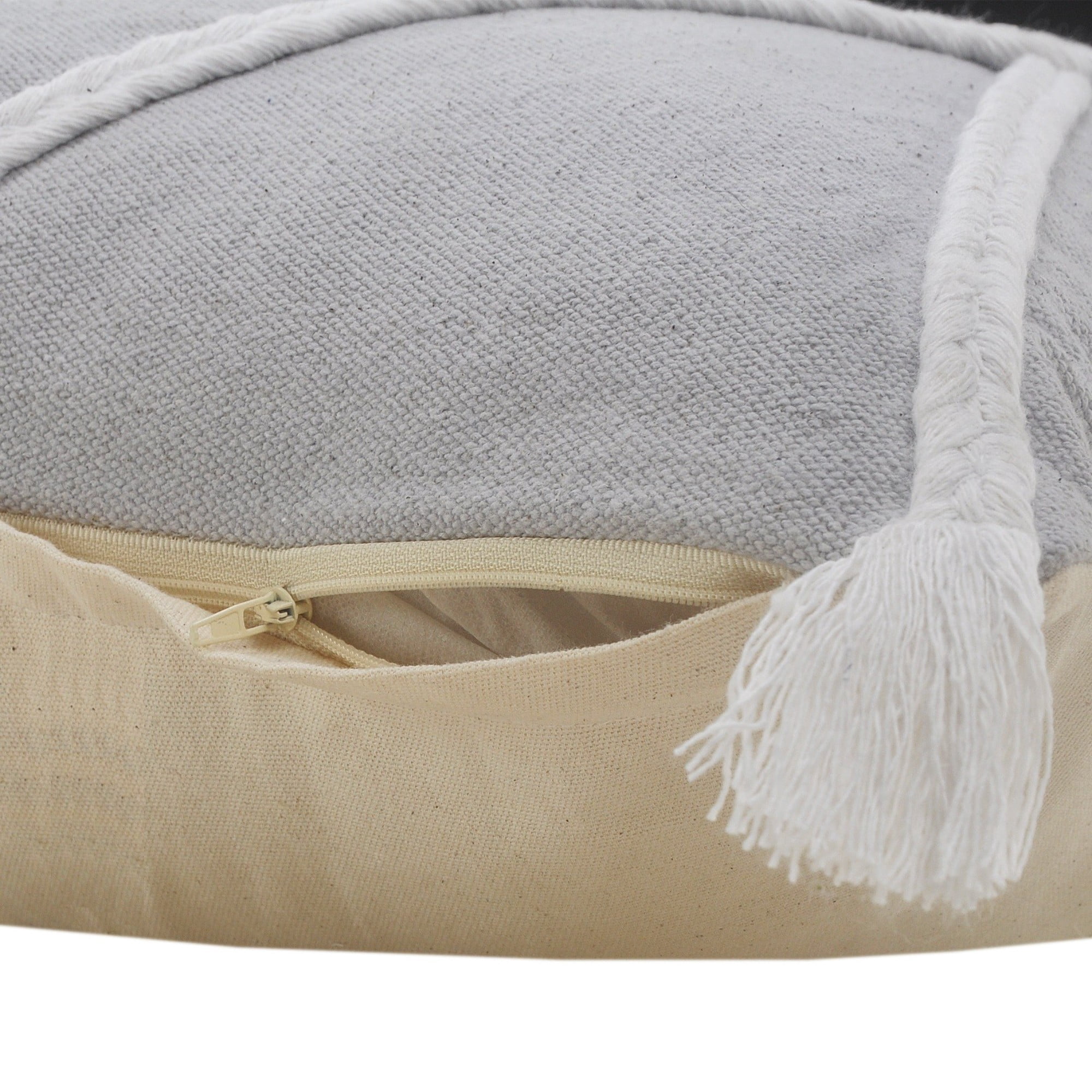 Laddha Home Designs Handwoven Braided Diamond Throw Pillow Cover - 20" - Gray and White